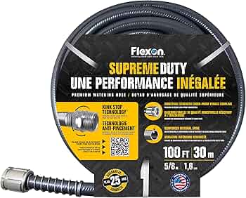 Flexon Supreme Duty 5/8 Inch x 100 Foot Heavy-Duty Garden Hose by Flexon - American Made