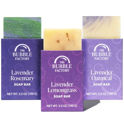The Bubble Factory Handmade Natural Bath & Body Soap Bar, Vegan, All-Natural, Palm Oil Free, Lavender Collecti