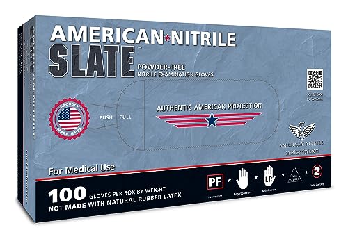 American Nitrile Slate Powder Free Nitrile Exam Gloves, Latex Free Disposable Gloves, TAA Approved