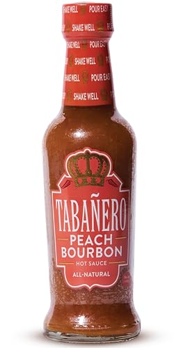 Tabañero Peach Bourbon Hot Sauce, 5 oz Small Glass Bottle