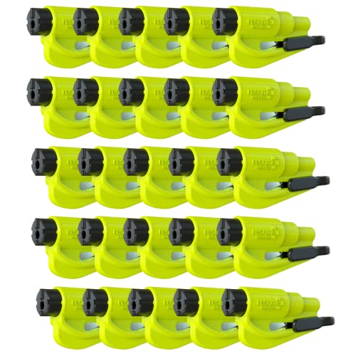 resqme Pack of 25 The Original Emergency Keychain Car Escape Tool, 2-in-1 Seatbelt Cutter and Window Breaker