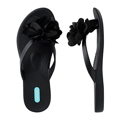 Oka-B Women's Vivie Flip Flop Sandals (Licorice/Licorice 10)