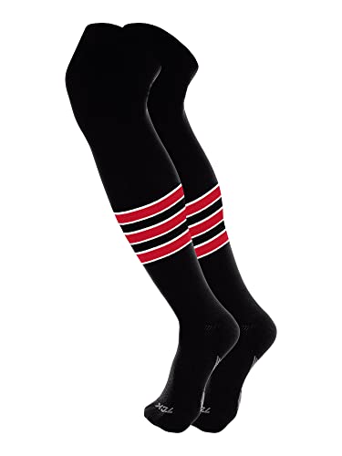 TCK Dugout Over-the-Knee Performance Socks - Black/White/Scarlet, Large