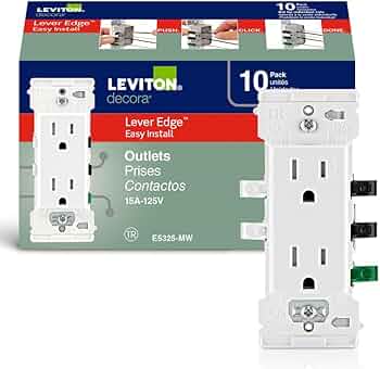 Leviton Lever Edge 15A Tamper-Resistant Outlet 10-Pack by Leviton - American Made