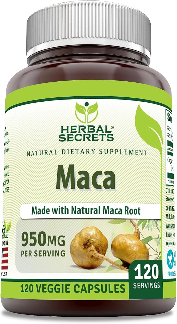 Herbal Secrets Maca Supplement 950 mg, 120 Veggie Capsules by Herbal Secrets - American Made