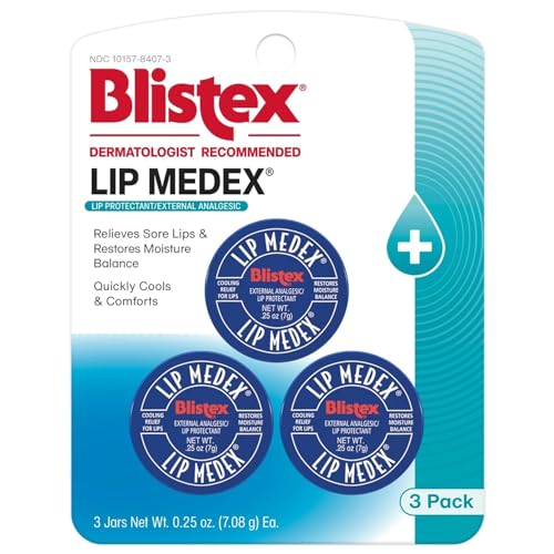Blistex Lip Medex Medicated Lip Balm, 24 Hr Moisture, 0.25 oz, 3 Count