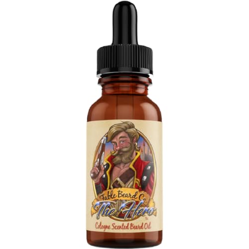 Fable Beard Co. Beard Oil - The Hero, Warm Tobacco, Light Cologne, & Mystical Amber, Natural Beard Oil for Men