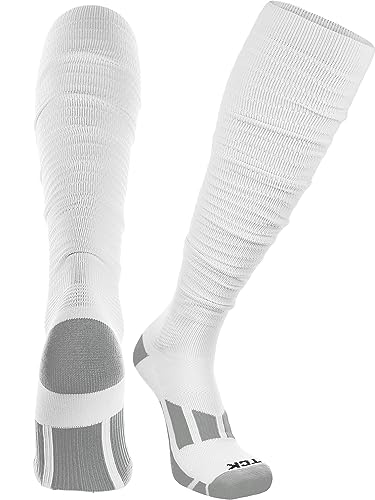TCK White Football Scrunch Socks (White, Medium)
