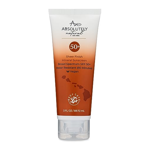 Absolutely Natural SPF 50+ Mineral Sunscreen Lotion - Anti-Aging Sunblock for Body & Face, Made with Rose Hips