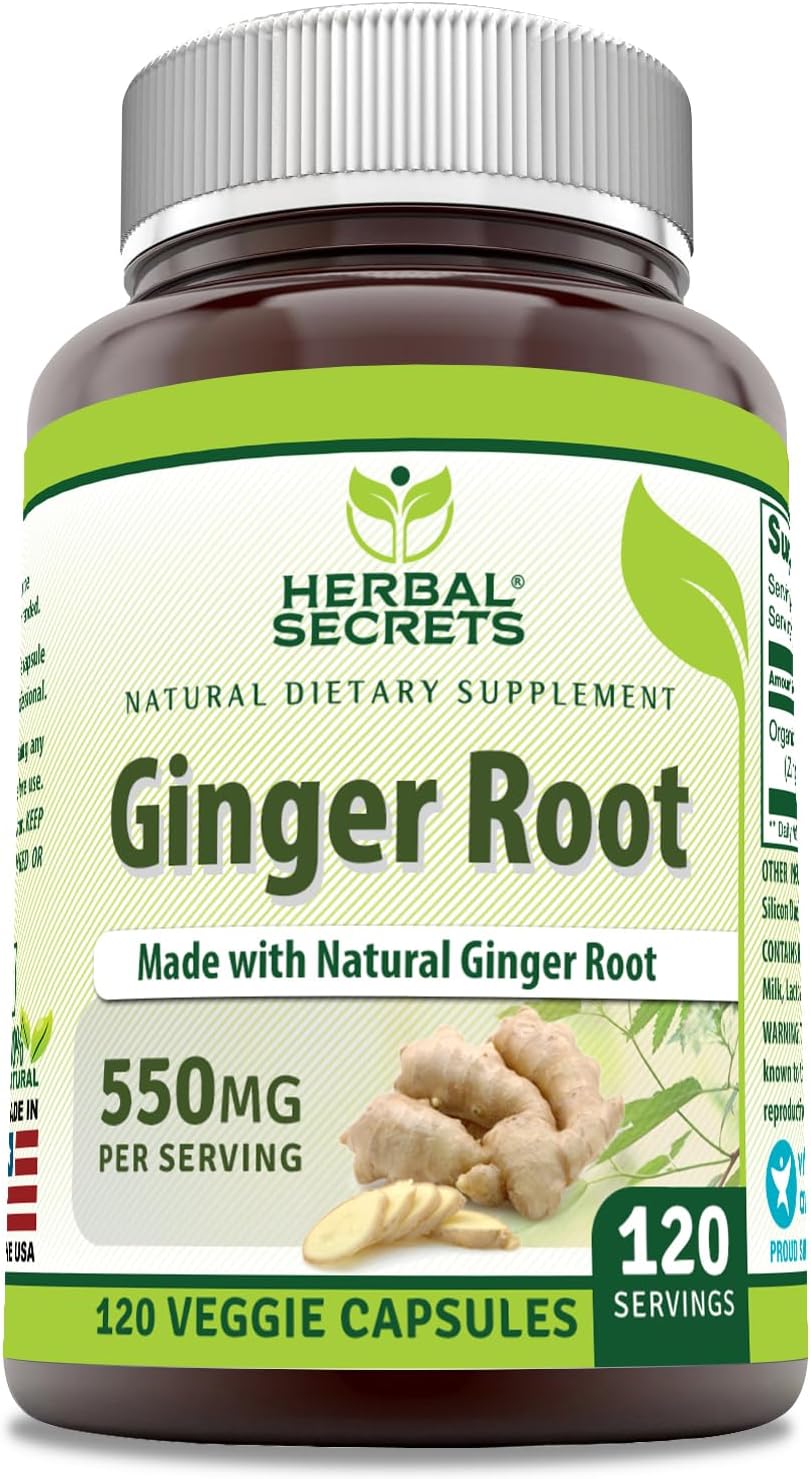 Herbal Secrets Ginger Root Supplement 550 mg, 120 Veggie Capsules by Herbal Secrets - American Made