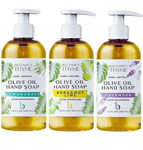Brittanie’s Castile Hand Soap Bergamot Lavender Lemongrass 12 oz, Pack of 3