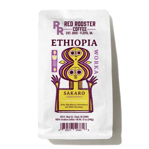 Red Rooster Coffee, Ethiopia Worka Sakaro Anaerobic Natural Coffee – Light Roast, Single Origin Landrace – Not