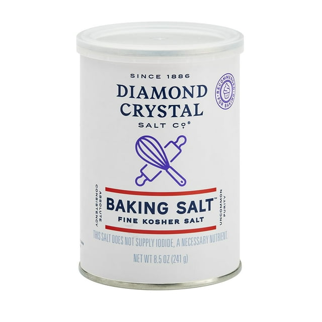 Diamond Crystal Baking Salt Fine Kosher Salt 8.5 oz Canister by Diamond Crystal - American Made