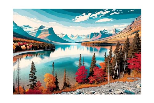 Autumn Serenity - Glacier National Park Premium Wooden Jigsaw Puzzle by Wimberley Puzzle Company | Eco-Friendl