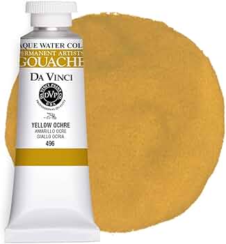 Da Vinci Professional Artist Gouache Paint Yellow Ochre 37mL by Da Vinci Paint Co. - American Made