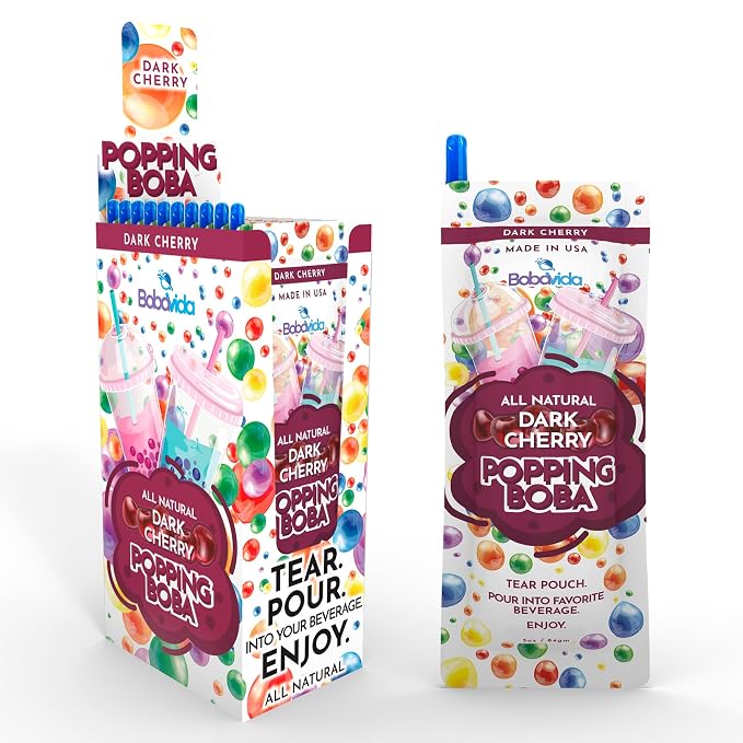 BobaVida Dark Cherry Popping Boba 3 oz 10 Packets