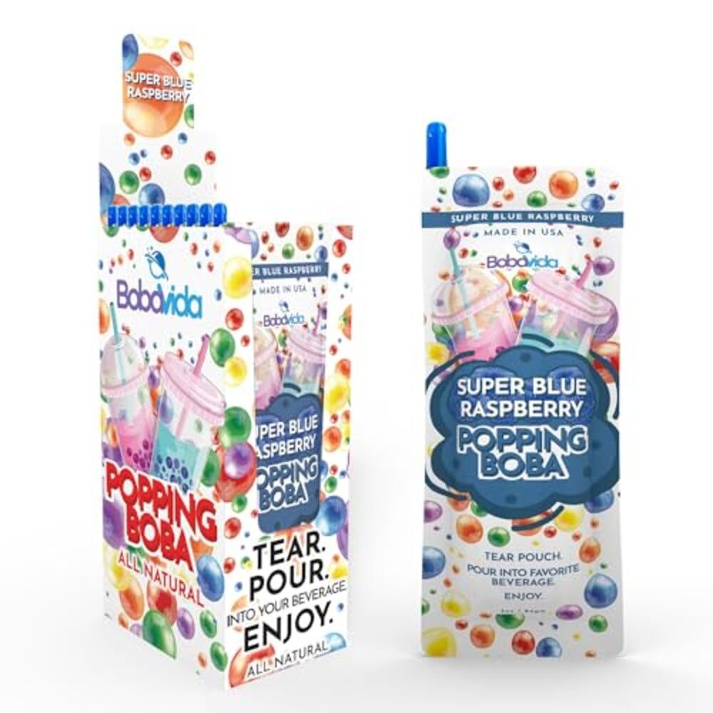 BobaVida Super Blue Raspberry Popping Boba 3 oz 10 Packets