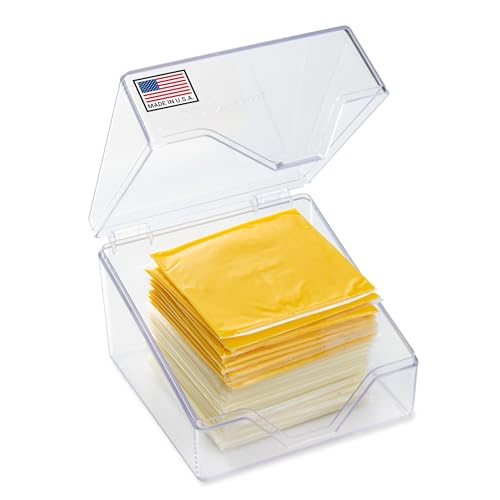 Pikanty American Cheese Slice Container for Refrigerator - Large Clear Plastic Holder Fits 24 Kraft or Sargent