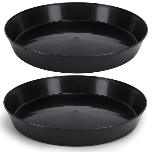 Austin Planter Saucers, Black, 14 Inch case of 2 Plant Saucer, Black
