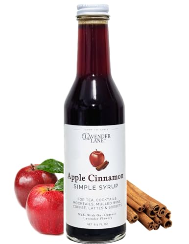 Lavender Lane Apple Cinnamon Syrup for Coffee, Tea & Cocktails, 9 Fl Oz