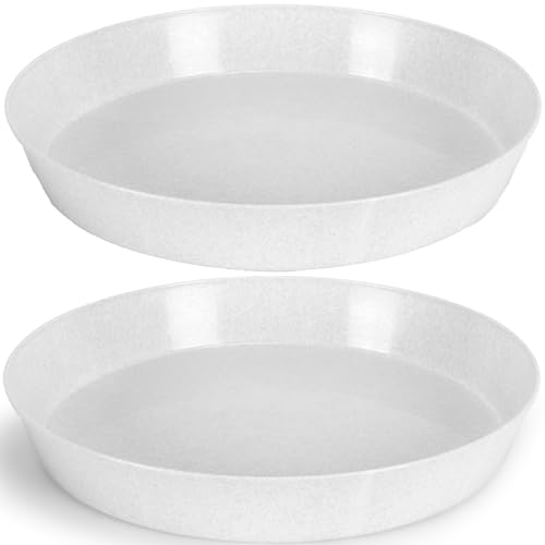 Austin Planter Saucers 21in White Granite 2 Pack
