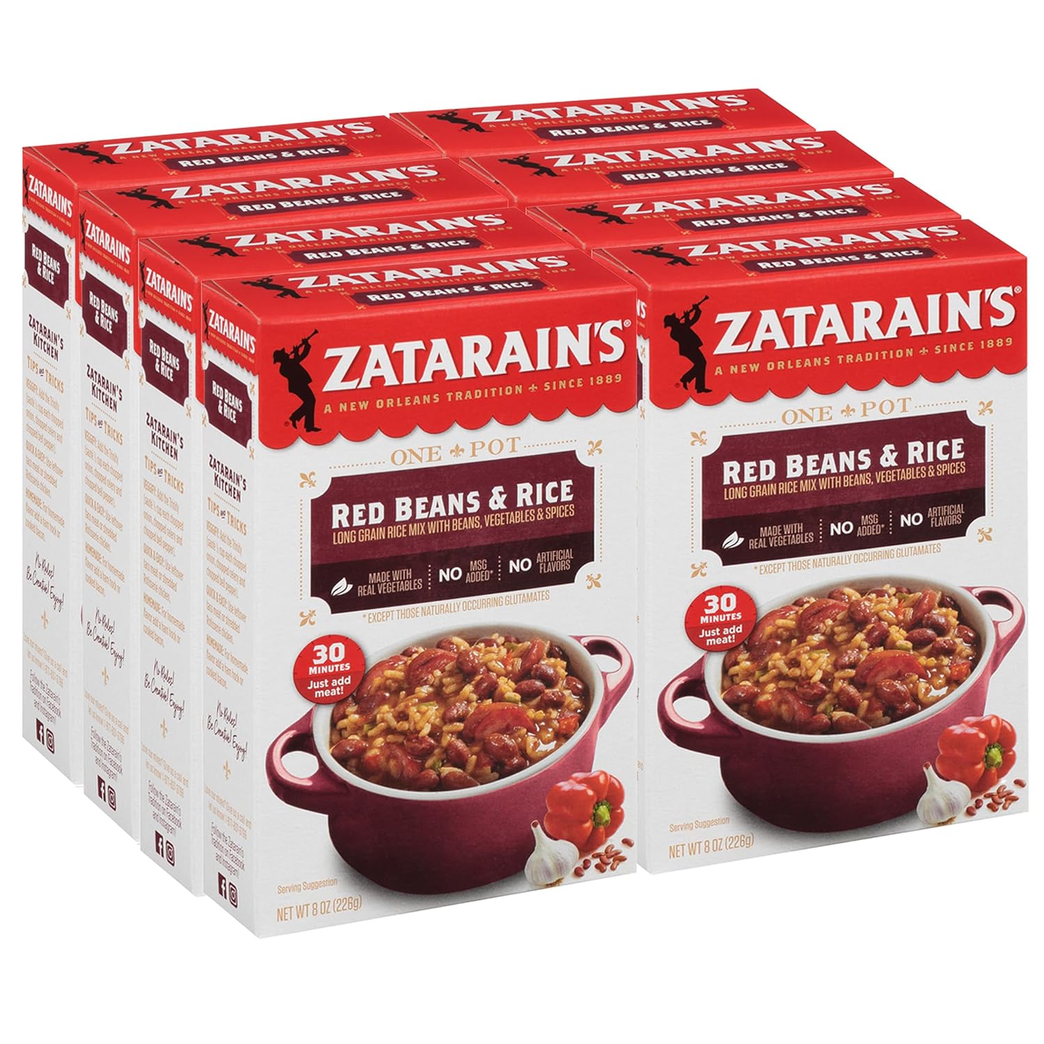 Zatarains Red Beans and Rice 8 oz Pack of 8 by Zatarain's - American Made