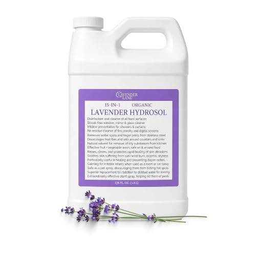 Lavender Lane Organic Lavender Hydrosol, 1 Gallon (128 Fl Oz) Bulk Refill - Pure Floral Water for Face Toner &