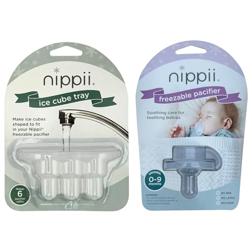 Nippii Freezable Pacifier & Ice Cube Tray, Baby Teether Toys 0-9 Months