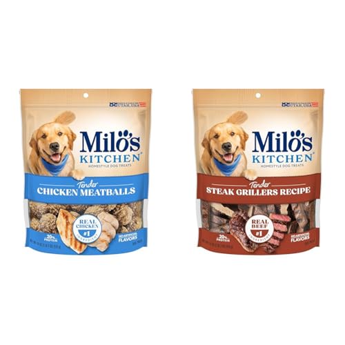 Milo's Kitchen Dog Treat Bundle: Chicken Meatballs + Steak Grillers, 18 oz Each by Milo's Kitchen - American Made