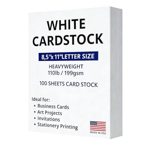 Veritas White Cardstock 8.5 x 11”, 110LB Index/199GSM Heavyweight Card Stock, 100 Sheets, Thick Cardstock Prin