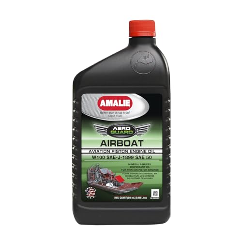 AMALIE Airboat Piston Engine Oil W100 SAE 50 (160-62046-56) 1 Quart Bottle, Pack of 12