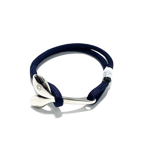 Stainless Steel Whale Tail Bracelet Navy Blue (M)