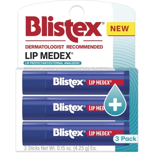 Blistex Lip Medex Medicated Lip Balm, 24 Hr Moisture, 0.15 oz, 3 Count