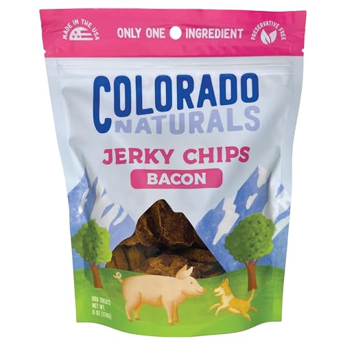 Colorado Naturals Bacon Jerky Chips Dog Treats, 6 oz – All-Natural, No Fillers or Preservatives – Great Source
