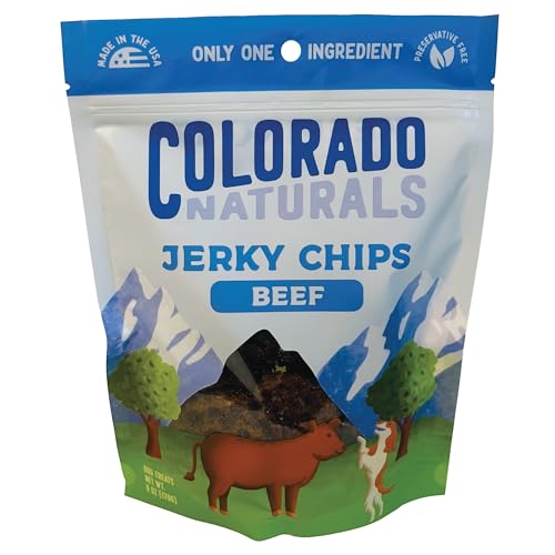 Colorado Naturals Beef Jerky Chips Dog Treats, 6 oz – All-Natural, No Fillers or Preservatives – Great for Mus