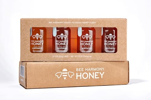 Bee Harmony Coast-to-Coast Honey Flight, Gift Set of 4 Mini Jars