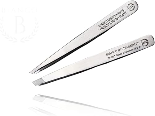 Bianco Instruments Slant and Micro Slant Tweezer Bundle| Expertly Honed for a Professional Grip on Even the Mo