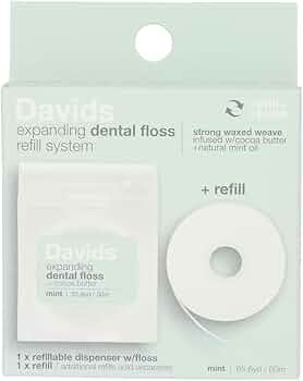 Davids Toothpaste Expanding Dental Floss Case with Refill 65.6 Yd by Davids - American Made