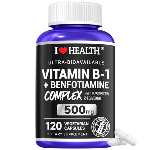 I LOVE HEALTH Vitamin B1 500mg with Benfotiamine 20mg, 120 Capsules