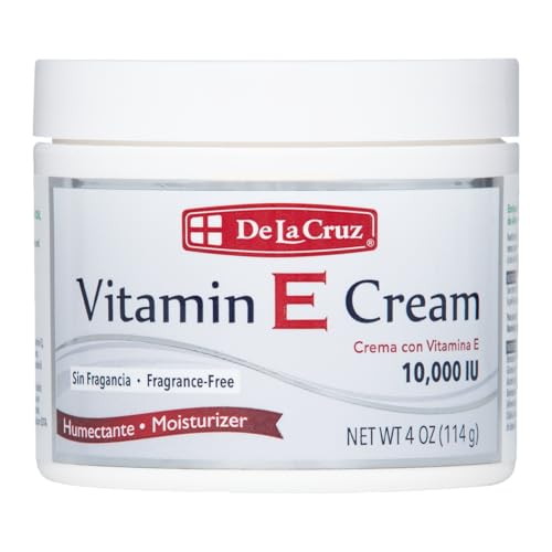 De La Cruz Vitamin E Cream Fragrance Free Moisturizer for Face & Neck, 4 oz