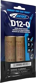 Estes D12-0 Rocket Engines 2-Pack 24mm Booster Stage by Estes Rockets - American Made