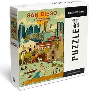 Lantern Press San Diego California Geometric Series 1000 Piece Jigsaw Puzzle by Lantern Press - American Made