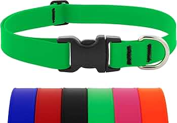 LupinePet Waterproof Splash Dog Collar, Neon Green, 1" Wide, BioThane by Lupine Pet - American Made