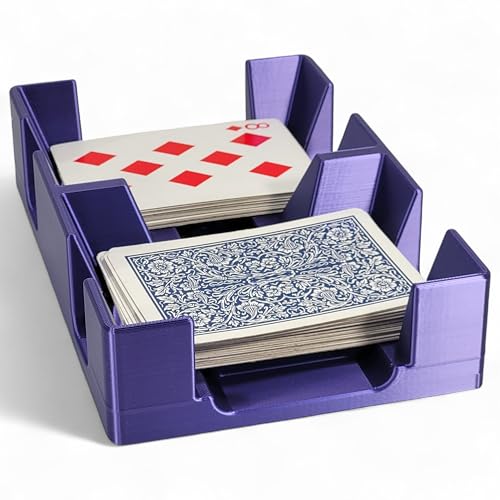 Stationary Two Deck Playing Card Tray for 1-2 Decks: US Made (Purple Silk) | Non-Swivel, Deluxe Plastic, Holds