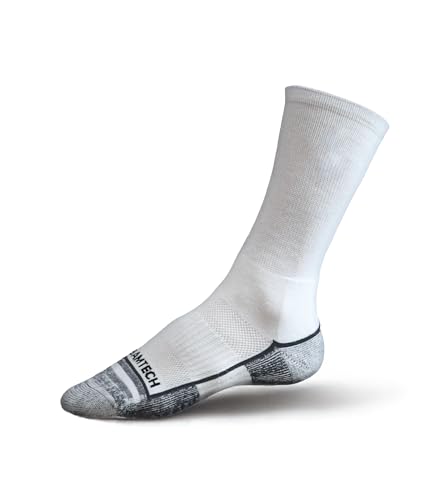 BAMTECH Performance Crew Socks, Moisture-Wicking, Odor Resistant, Men’s Athletic Socks with Cushion, Arch Supp