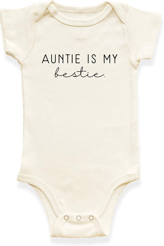 Tenth & Pine Organic Cotton Baby Bodysuit Auntie Is My Bestie Short Sleeve by Tenth & Pine - American Made