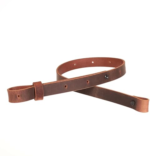 Nohma Leather Buffalo Leather Rifle Slings - Amish Handmade Gun Slings - Adjustable, Durable- Vintage Brown)