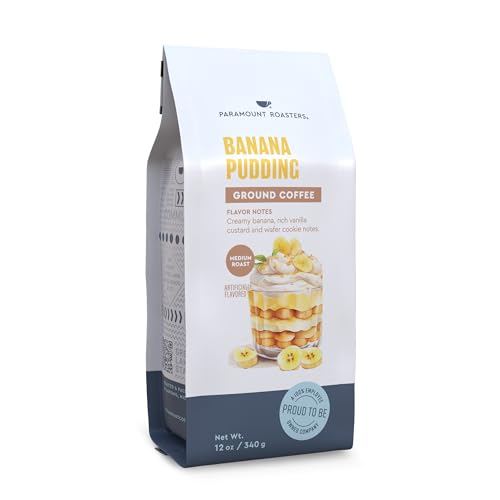 Paramount Roasters Banana Pudding Flavored Ground Medium Roast Arabica Coffee, 12oz Bag