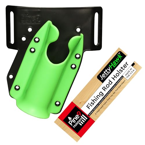 JettyHawk Fishing Rod Hip Holster, Hands-Free Quick-Draw Holder, Fits 1.5-2" Pole, for Spinning, Baitcaster, C