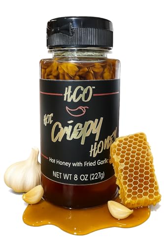 HCO Hot Crispy Honey with fried garlic. A Sweet Heat so versatile it will be your new favorite condiment. Grea